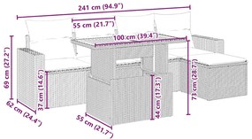 vidaXL Σετ Καναπέ Κήπου 6 τεμ. Μπεζ Συνθετικό Ρατάν με Μαξιλάρια