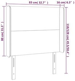 Κεφαλάρι Κρεβατιού LED Σκούρο Γκρι 83x16x118/128εκ. Βελούδινο - Γκρι