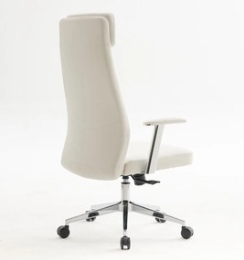BF8800 Πολυθρόνα Γραφείου Διευθυντή, Pu Άσπρο, Βάση &amp; Μπράτσα Χρώμιο   1τμχ