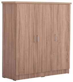 WARDROBE 3-LEAF WITH SHELVES BAILEY  MELAMINE IN SONAMA OAK 120-116x40x123.5Hcm