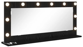 vidaXL καθρέφτης μακιγιάζ  με φώτα LED Μαύρη Δρυς 100x45x18 εκ