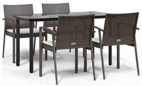 vidaXL Σετ Τραπεζαρίας Κήπου 5 τεμ. Συνθ. Ρατάν / Ατσάλι με Μαξιλάρια