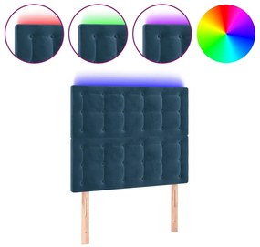 Κεφαλάρι Κρεβατιού LED Σκούρο Μπλε 90x5x118/128 εκ. Βελούδινο - Μπλε