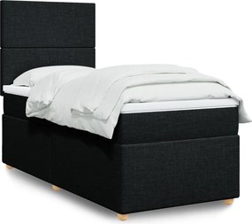 vidaXL Κρεβάτι Boxspring με Στρώμα Μαύρο 90x200 εκ. Υφασμάτινο