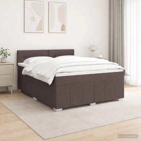 vidaXL Κρεβάτι box spring με στρώμα Σκούρο Καφέ 140 x 200 cm Ύφασμα