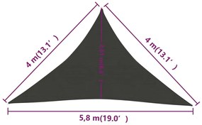 Πανί Σκίασης Ανθρακί 4 x 4 x 5,8 μ. από HDPE 160 γρ./μ² - Ανθρακί