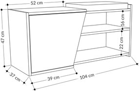 Παπουτσοθήκη Δρυς / Ανθρακί FIONA 104x37x47