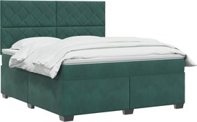 vidaXL Κρεβάτι box spring με στρώμα Σκούρο Πράσινο 160 x 200 cm