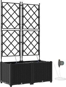 vidaXL Γλάστρα Κήπου 2 pcs Μαύρο Ατσάλι