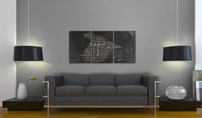 Πίνακας - Map of Spain on the blackboard - triptich 120x60