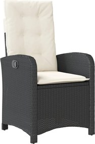 vidaXL Πολυθρόνες Κήπου Ανακλ/νες 2 τεμ. Μαύρες Συνθ. Ρατάν+Μαξιλάρια