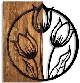 Διακοσμητικό Τοίχου Tulips 899SKL2614 56x57cm Walnut-Black Wallity Μέταλλο,Ξύλο