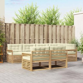 vidaXL Σειρά Καναπέ Εξωτερικού 7 pcs Λευκό και Κρεμ Πολυεστέρας