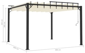 Κιόσκι με Ανοιγόμενη Οροφή Κρεμ 3 x 3 μ. Ύφασμα και Αλουμίνιο - Κρεμ