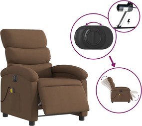 vidaXL Πολυθρόνα Μασάζ Ηλεκτρική Ανακλινόμενη Καφέ Υφασμάτινη