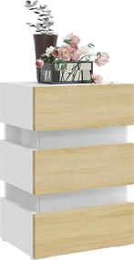 vidaXL Κομοδίνο με LED Λευκό/Sonoma Δρυς 45x35x67 εκ. Επεξεργασμ. Ξύλο