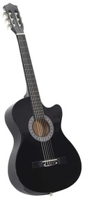 vidaXL Κιθάρα Western Classical Cutaway Σετ 12 Τεμ. 6 Χορδές Μαύρη 38&quot;