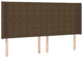 vidaXL Κρεβάτι Boxspring με Στρώμα &amp; LED Σκ.Καφέ 200x200εκ. Υφασμάτινο