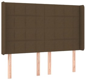 vidaXL Κρεβάτι Boxspring με Στρώμα &amp; LED Σκ.Καφέ 140x190εκ. Υφασμάτινο