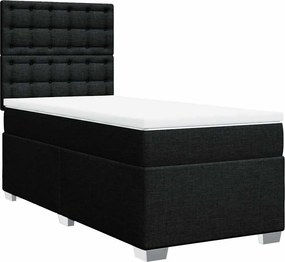 vidaXL Κρεβάτι Boxspring με Στρώμα Μαύρο 80 x 200 εκ. Υφασμάτινο