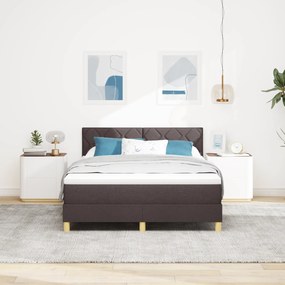 vidaXL Κοντό Κρεβάτι με Στρώμα & LED Σκούρο Καφέ 160x200 εκ. Ύφασμα