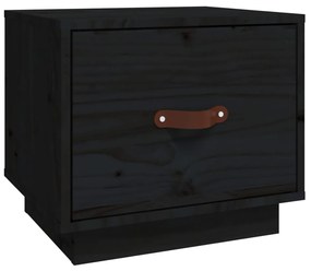 vidaXL Κομοδίνο Μαύρο 40x34x35 εκ. από Μασίφ Ξύλο Πεύκου