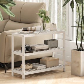 HOMCOM Ράφι παπουτσιών από μπαμπού 3 επιπέδων, ράφι αποθήκευσης, βαμμένη επιφάνεια, Λευκό