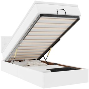 vidaXL Οθωμανικό κρεβάτι με στρώμα Λευκό 100x200cm Faux Leather