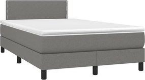 vidaXL Κρεβάτι Boxspring με Στρώμα Σκούρο Γκρι 120x200 εκ. Υφασμάτινο