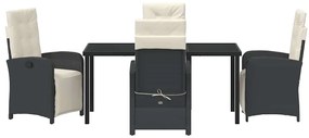 vidaXL Σέτ φαγητού για κήπο 5 pcs Μαύρο συνθετικό ρατάν