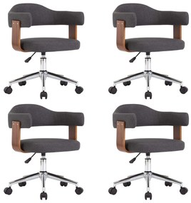Καρέκλες Τραπεζαρίας Περιστρ. 4 τεμ. Γκρι Λυγ. Ξύλο/Ύφασμα - Γκρι