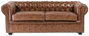 Καναπές chesterfield Berwyn 832, Καφέ, 195x75x70cm, Πόδια: Ξύλο,Δρυς, Ευκάλυπτος