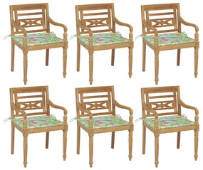 Καρέκλες Batavia 6 τεμ. από Μασίφ Ξύλο Teak με Μαξιλάρια - Καφέ
