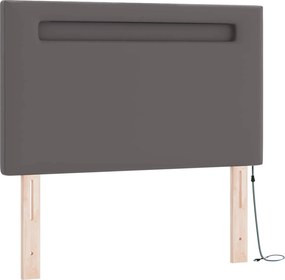 vidaXL Κρεβάτι με ελατήρια με στρώμα Γκρι 90 x 200 cm Τεχνητό δέρμα