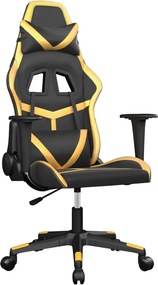 vidaXL Καρέκλα Gaming Μαύρο/Χρυσό από Συνθετικό Δέρμα