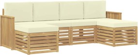 vidaXL Σειρά Καναπέ Εξωτερικού 6 pcs Λευκό και Κρεμ