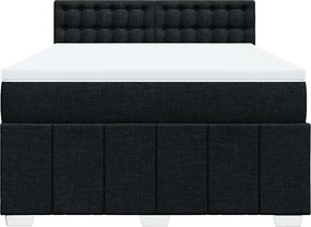 vidaXL Κρεβάτι Boxspring με Στρώμα Μαύρο 140x200 εκ. Υφασμάτινο