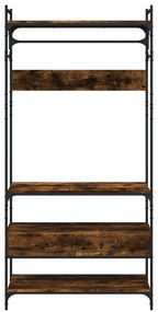 vidaXL Ντουλάπα με Συρτάρια Καπνιστή Δρυς 89x39x184,5εκ. Επεξεργ. Ξύλο