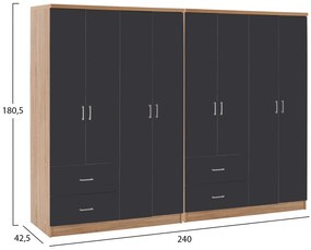 ΝΤΟΥΛΑΠΑ 8ΦΥΛΛΗ BRIANA HM21237.01 ΜΕΛΑΜΙΝΗ SONAMA &amp; ΣΚΟΥΡΟ ΓΚΡΙ 241x42,5Χ180,5Υεκ.