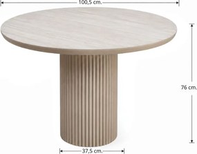 Τραπέζι Hazar Megapap Mdf χρώμα travertine - sandstone Ø100,5x76εκ.