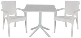 Τραπεζαρία Groovy-Halcyon (Σετ 3Τμχ) 253-000104 80x80x74,5cm White 2 Θέσεων