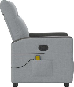 vidaXL Πολυθρόνα Μασάζ Ανακλινόμενη Ανοιχτό Γκρι Υφασμάτινη