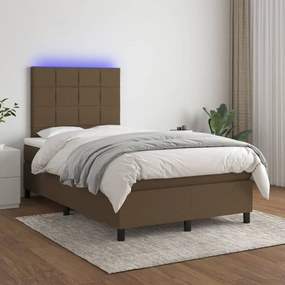 ΚΡΕΒΑΤΙ BOXSPRING ΜΕ ΣΤΡΩΜΑ &amp; LED ΣΚ.ΚΑΦΕ 120X200 ΕΚ ΥΦΑΣΜΑΤΙΝΟ 3134864