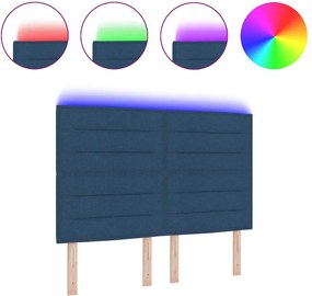 vidaXL LED κεφαλάρι με φώτα λωρίδας LED Μπλε 144 cm Πολυεστέρας