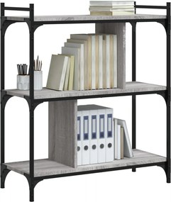 vidaXL Βιβλιοθήκη 3 Επιπέδων Γκρι Sonoma 76 x 32 x 88 εκ. Επεξ. Ξύλο