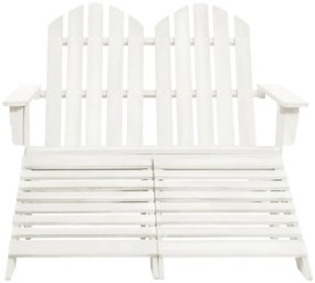 vidaXL Καρέκλα Κήπου Adirondack Διθέσια Λευκή Ξύλο Ελάτης & Υποπόδιο
