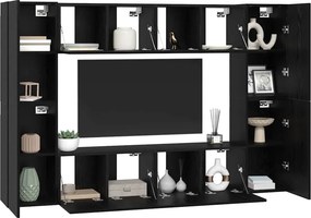 vidaXL Σετ επίπλου τηλεόρασης 8 pcs Μαύρη Οξυά Επεξεργασμένο ξύλο