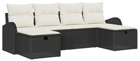 vidaXL Σετ Καναπέ Κήπου με μαξιλάρι 6 pcs Μαύρο Πολυ ράταν