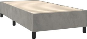 vidaXL Κρεβάτι Boxspring με Στρώμα &amp; LED Αν.Γκρι 100x200 εκ. Βελούδινο
