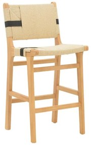 Σκαμπό μπαρ Julien Pakoworld rubberwood φυσικό-έδρα φυσικό-μαύρο σχοινί 45x46x95εκ 263-000034-263-000034-Μαύρο 263-000034